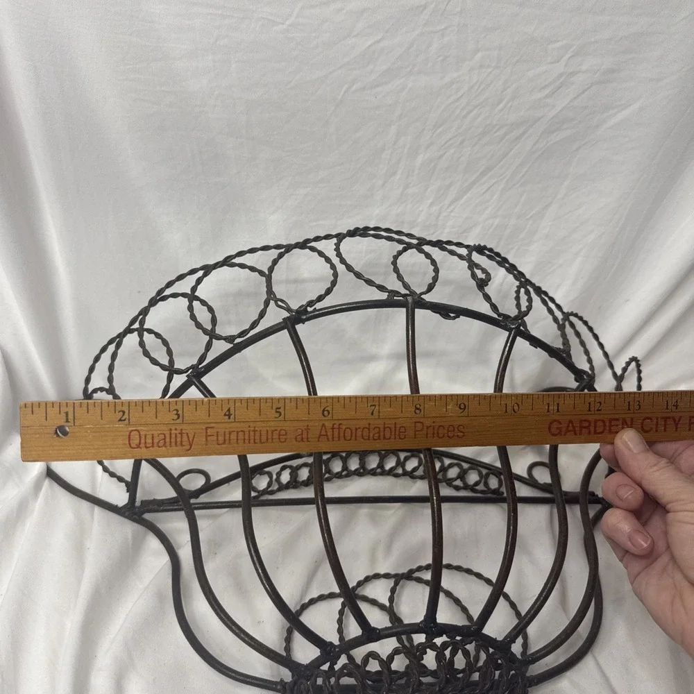 Vintage Victorian Wrought Iron Basket Wall Hang Decorative Storage Planter Wire